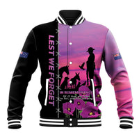 Personalised ANZAC War Animals Baseball Jacket Lest We Forget Memorial LT15 Unisex Purple - Polynesian Pride