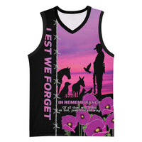 Personalised ANZAC War Animals Basketball Jersey Lest We Forget Memorial LT15 Unisex Purple - Polynesian Pride