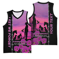 Personalised ANZAC War Animals Basketball Jersey Lest We Forget Memorial LT15 - Polynesian Pride