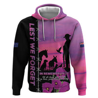 Personalised ANZAC War Animals Hoodie Lest We Forget Memorial LT15 Pullover Hoodie Purple - Polynesian Pride