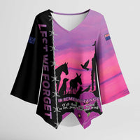 Personalised ANZAC War Animals Kimono Sleeve Blouse Lest We Forget Memorial LT15 Female Purple - Polynesian Pride