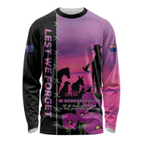 Personalised ANZAC War Animals Long Sleeve Shirt Lest We Forget Memorial LT15 Unisex Purple - Polynesian Pride