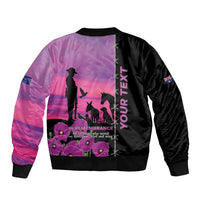 Personalised ANZAC War Animals Sleeve Zip Bomber Jacket Lest We Forget Memorial LT15 - Polynesian Pride