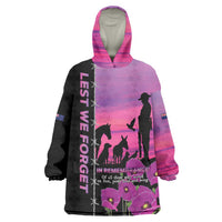 Personalised ANZAC War Animals Wearable Blanket Hoodie Lest We Forget Memorial LT15 One Size Purple - Polynesian Pride
