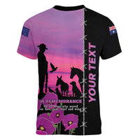 Personalised ANZAC War Animals Women V-Neck T-Shirt Lest We Forget Memorial LT15 - Polynesian Pride