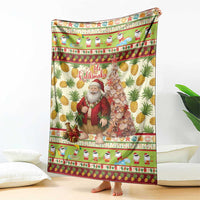 Hawaiian Santa Aloha Pineapple Christmas Blanket Mele Kalikimaka - Polynesian Pride