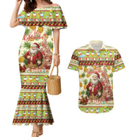 Hawaiian Santa Aloha Pineapple Christmas Couples Matching Mermaid Dress and Hawaiian Shirt Mele Kalikimaka - Polynesian Pride