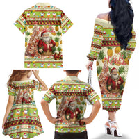 Hawaiian Santa Aloha Pineapple Christmas Family Matching Off The Shoulder Long Sleeve Dress and Hawaiian Shirt Mele Kalikimaka - Polynesian Pride