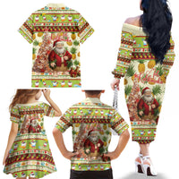 Hawaiian Santa Aloha Pineapple Christmas Family Matching Off The Shoulder Long Sleeve Dress and Hawaiian Shirt Mele Kalikimaka - Polynesian Pride
