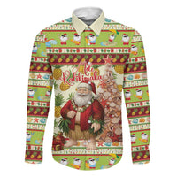 Hawaiian Santa Aloha Pineapple Christmas Family Matching Off The Shoulder Long Sleeve Dress and Hawaiian Shirt Mele Kalikimaka - Polynesian Pride