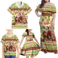 Hawaiian Santa Aloha Pineapple Christmas Family Matching Off Shoulder Maxi Dress and Hawaiian Shirt Mele Kalikimaka - Polynesian Pride
