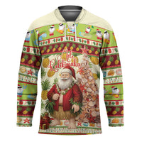 Hawaiian Santa Aloha Pineapple Christmas Hockey Jersey Mele Kalikimaka LT15 Unisex Cream - Polynesian Pride