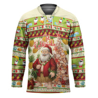 Hawaiian Santa Aloha Pineapple Christmas Hockey Jersey Mele Kalikimaka - Polynesian Pride