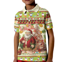 Hawaiian Santa Aloha Pineapple Christmas Kid Polo Shirt Mele Kalikimaka LT15 Kid Cream - Polynesian Pride