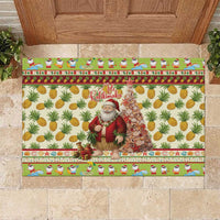 Hawaiian Santa Aloha Pineapple Christmas Rubber Doormat Mele Kalikimaka - Polynesian Pride