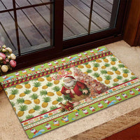 Hawaiian Santa Aloha Pineapple Christmas Rubber Doormat Mele Kalikimaka - Polynesian Pride