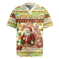 Hawaiian Santa Aloha Pineapple Christmas Rugby Jersey Mele Kalikimaka LT15 Cream - Polynesian Pride