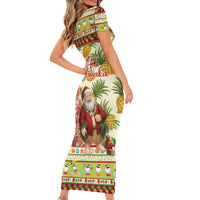 Hawaiian Santa Aloha Pineapple Christmas Short Sleeve Bodycon Dress Mele Kalikimaka LT15 - Polynesian Pride