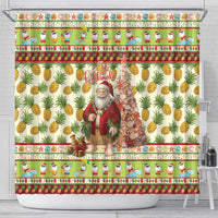 Hawaiian Santa Aloha Pineapple Christmas Shower Curtain Mele Kalikimaka - Polynesian Pride