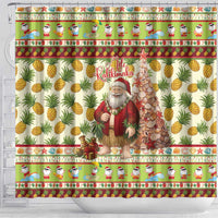 Hawaiian Santa Aloha Pineapple Christmas Shower Curtain Mele Kalikimaka - Polynesian Pride