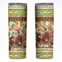 Hawaiian Santa Aloha Pineapple Christmas Skinny Tumbler Mele Kalikimaka - Polynesian Pride