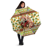Hawaiian Santa Aloha Pineapple Christmas Umbrella Mele Kalikimaka - Polynesian Pride
