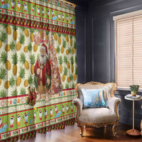 Hawaiian Santa Aloha Pineapple Christmas Window Curtain Mele Kalikimaka - Polynesian Pride