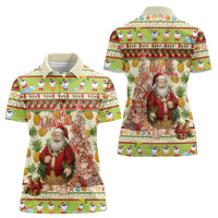 Hawaiian Santa Aloha Pineapple Christmas Women Polo Shirt Mele Kalikimaka LT15 - Polynesian Pride