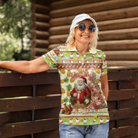 Hawaiian Santa Aloha Pineapple Christmas Women Polo Shirt Mele Kalikimaka LT15 - Polynesian Pride