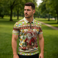 Hawaiian Santa Aloha Pineapple Christmas Zipper Polo Shirt Mele Kalikimaka - Polynesian Pride