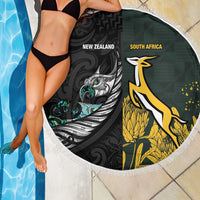 New Zealand and South Africa Rugby Beach Blanket Silver Fern With Springboks
