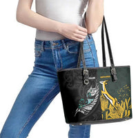 New Zealand and South Africa Rugby Leather Tote Bag Silver Fern With Springboks