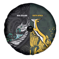 New Zealand and South Africa Rugby Spare Tire Cover Silver Fern With Springboks