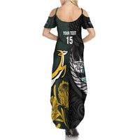 New Zealand and South Africa Rugby Custom Summer Maxi Dress Silver Fern With Springboks