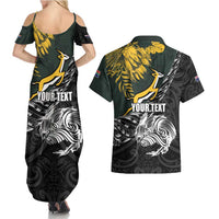 New Zealand and South Africa Rugby Personalised Couples Matching Summer Maxi Dress and Hawaiian Shirt Maori Kiwi With Springboks