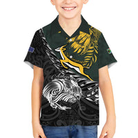 New Zealand and South Africa Rugby Personalised Family Matching Puletasi and Hawaiian Shirt Maori Kiwi With Springboks