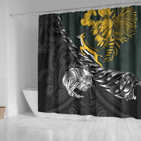 New Zealand and South Africa Rugby Shower Curtain Maori Kiwi With Springboks