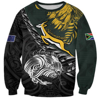 New Zealand and South Africa Rugby Personalised Sweatshirt Maori Kiwi With Springboks
