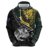 New Zealand and South Africa Rugby Personalised Zip Hoodie Maori Kiwi With Springboks