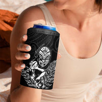New Zealand Silver Fern Rugby Custom 4 in 1 Can Cooler Tumbler Maori Tiki Black Version