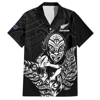 New Zealand Silver Fern Rugby Custom Family Matching Puletasi and Hawaiian Shirt Maori Tiki Black Version