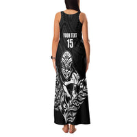New Zealand Silver Fern Rugby Custom Family Matching Tank Maxi Dress and Hawaiian Shirt Maori Tiki Black Version