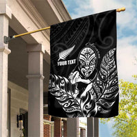 New Zealand Silver Fern Rugby Custom Garden Flag Maori Tiki Black Version