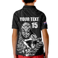 New Zealand Silver Fern Rugby Custom Kid Polo Shirt Maori Tiki Black Version