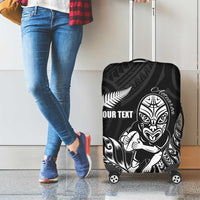 New Zealand Silver Fern Rugby Custom Luggage Cover Maori Tiki Black Version