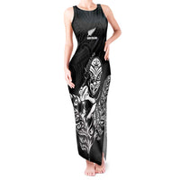 New Zealand Silver Fern Rugby Custom Tank Maxi Dress Maori Tiki Black Version