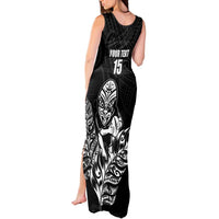 New Zealand Silver Fern Rugby Custom Tank Maxi Dress Maori Tiki Black Version