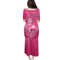 New Zealand Silver Fern Rugby Custom Family Matching Puletasi and Hawaiian Shirt Maori Tiki Pink Version