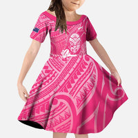 New Zealand Silver Fern Rugby Custom Family Matching Summer Maxi Dress and Hawaiian Shirt Maori Tiki Pink Version