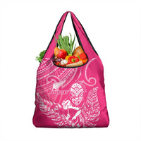 New Zealand Silver Fern Rugby Custom Grocery Bag Maori Tiki Pink Version